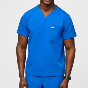Figs Three-Pocket Scrub Top- Royal Blue